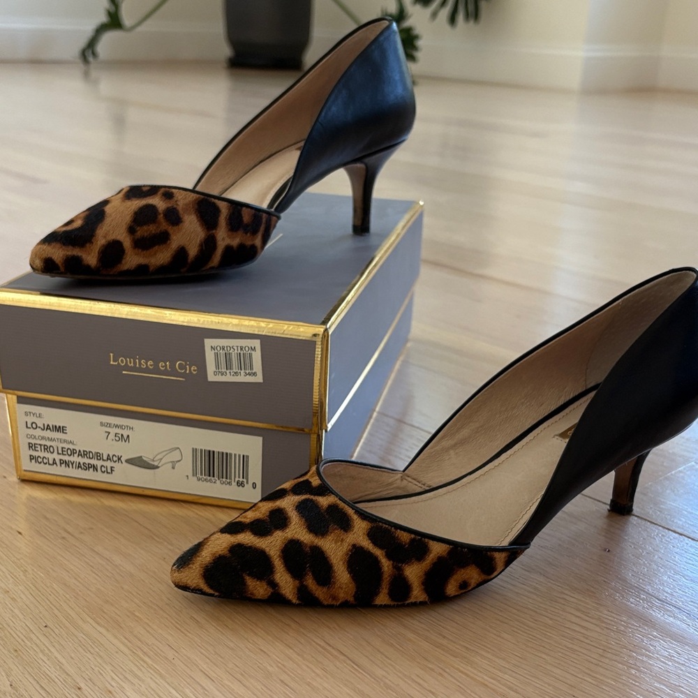 Louise et Cie Black and Animal Print Heels